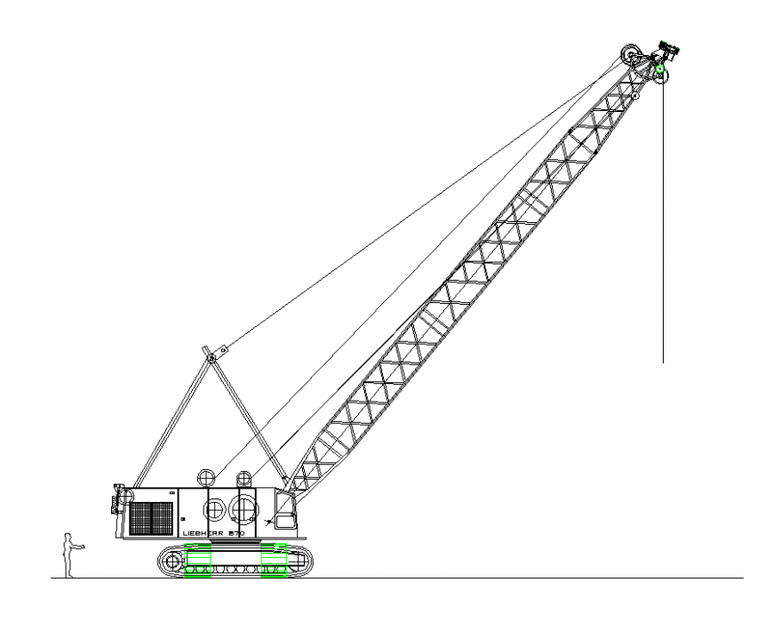 Tower crane structure detail elevation and plan dwg file