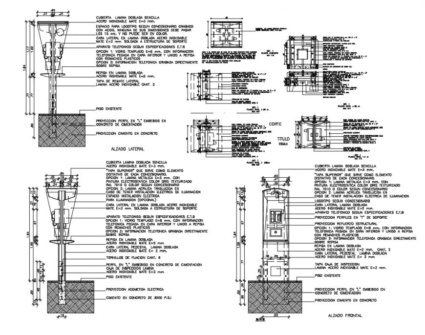 Tower guard booths detail with construction detail dwg file