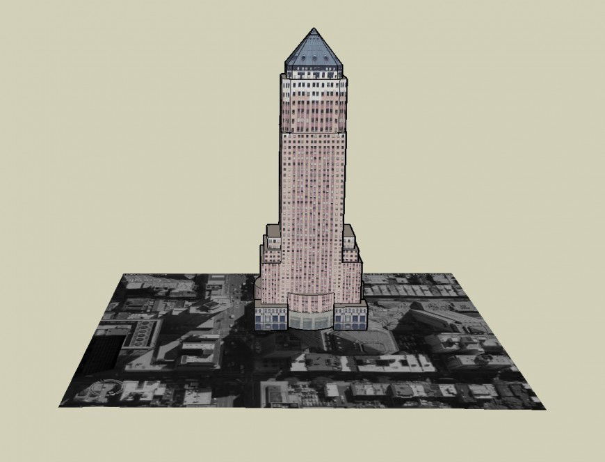 Tower of commercial building 3d view in sketch up file