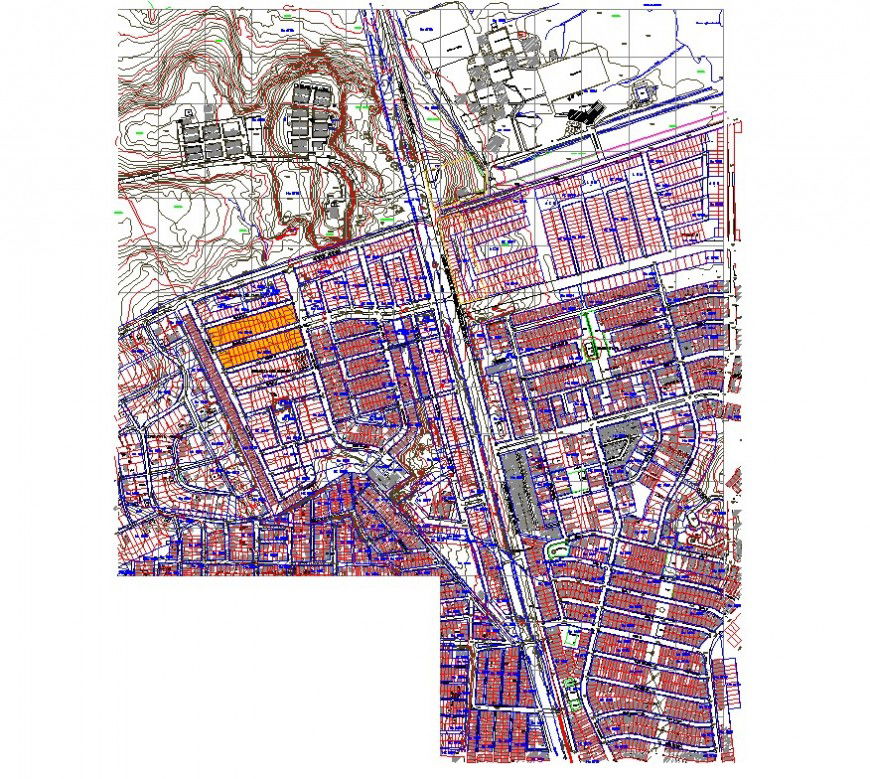 Town area planning detail layout file in autocad format