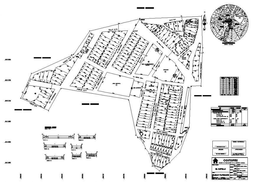 Town planning plan with detail dwg file.