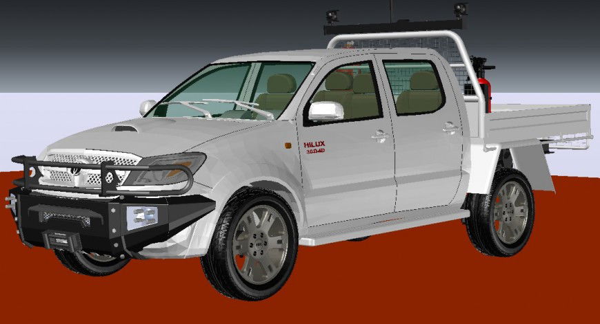 Toyota hilux car detail 3d model CAD blocks layout autocad file