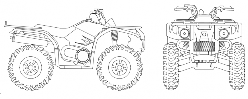 Tractor bike front and side elevation model