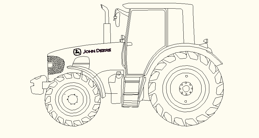 Tractor detail elevation and plan dwg file