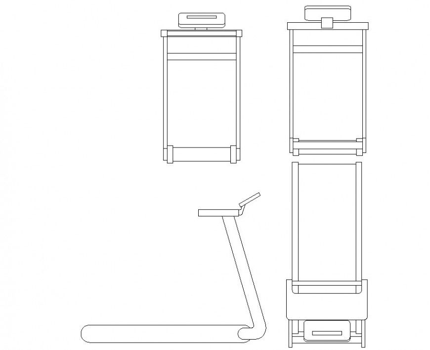 Trade mill in gym detail drawing in dwg file.