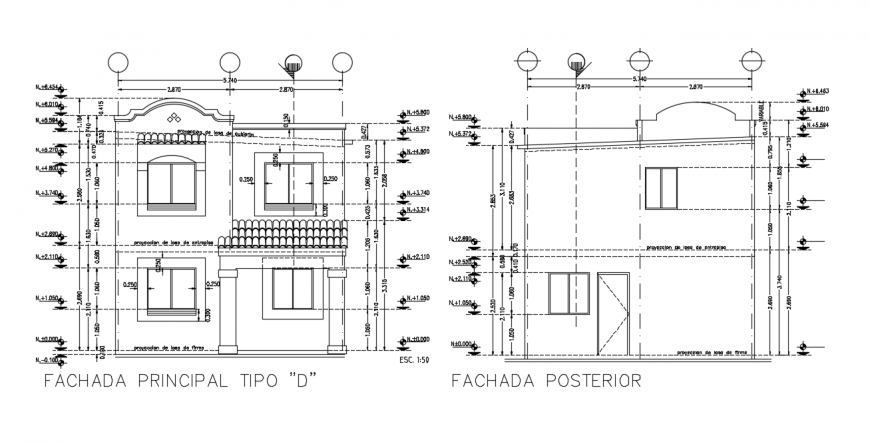 Traditional building concept elevation detail dwg file