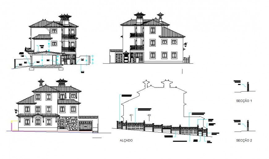 Traditional bungalow concept detail file