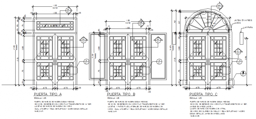 Traditional door drawing in dwg file.