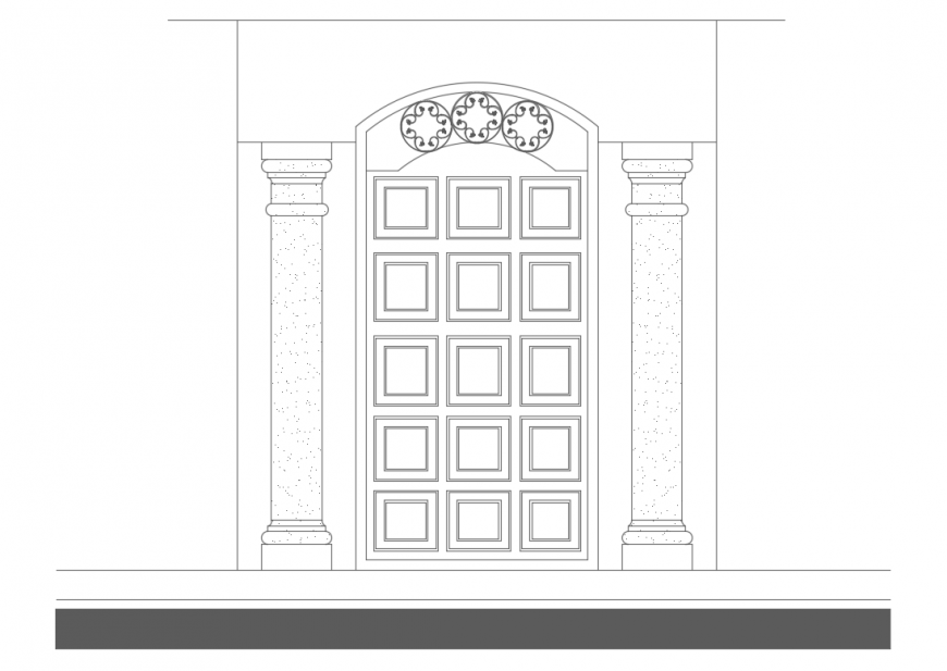 Traditional door front elevation cad block details dwg file