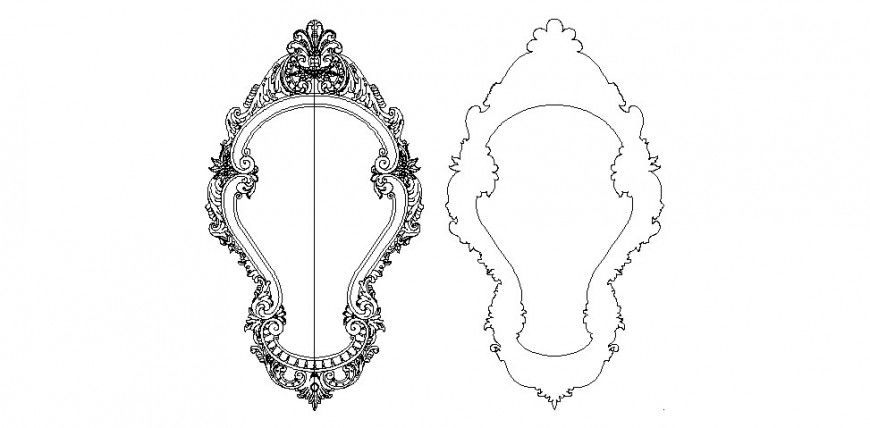 Traditional dressing mirror detail drawing in dwg AutoCAD file.