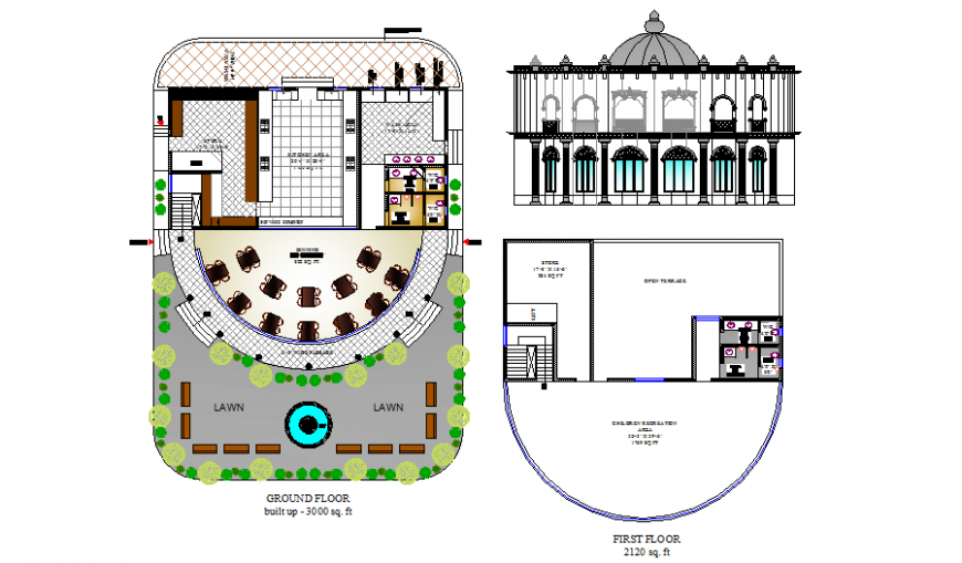 Traditional restaurant drawing in dwg file.