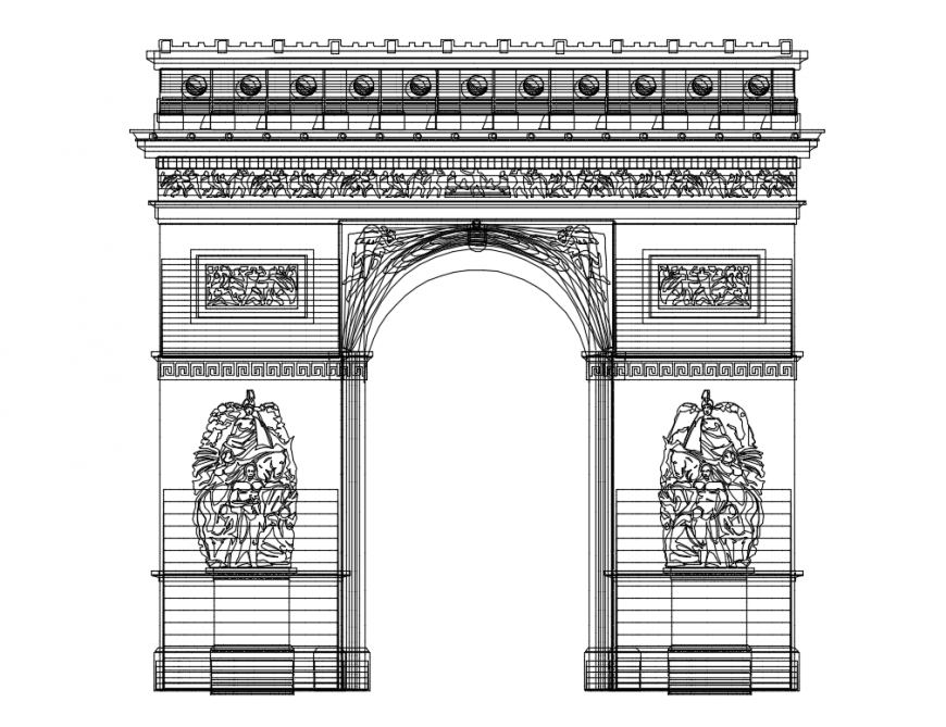Traditional type garden gate front elevation cad drawing details dwg file
