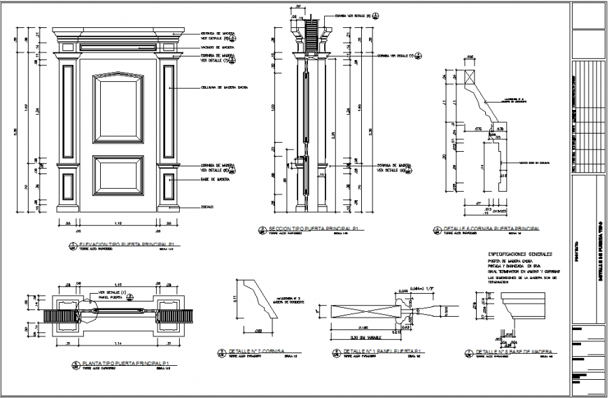 Traditional wooden main door detail drawing in dwg AutoCAD file.