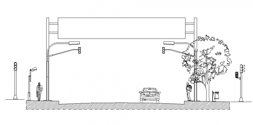 Traffic light section road cad drawing details dwg file