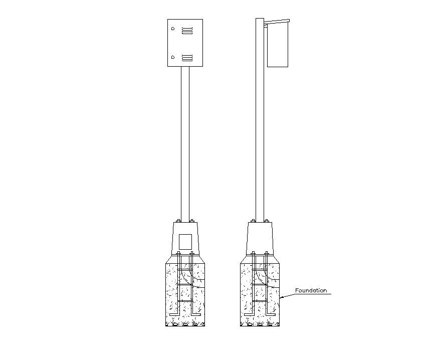 Traffic light signal controller structure detail 2d view CAD block layout file in autocad format