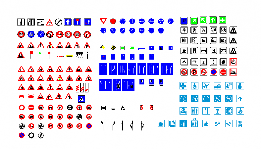 Traffic signals miscellaneous symbols cad blocks details dwg file