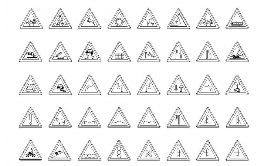 Traffic signals signs detailing blocks dwg file