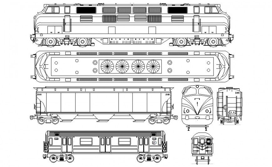Train elevation drawing 2d view in autocad software