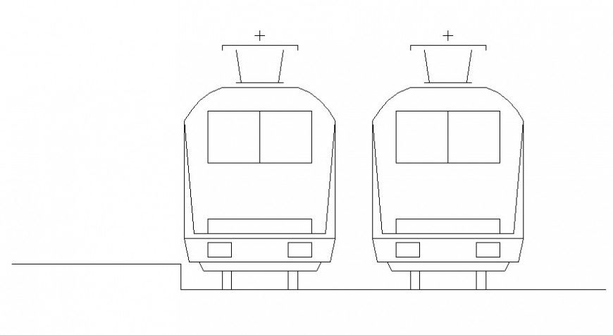 Train engine elevation 2d drawing in autocad file