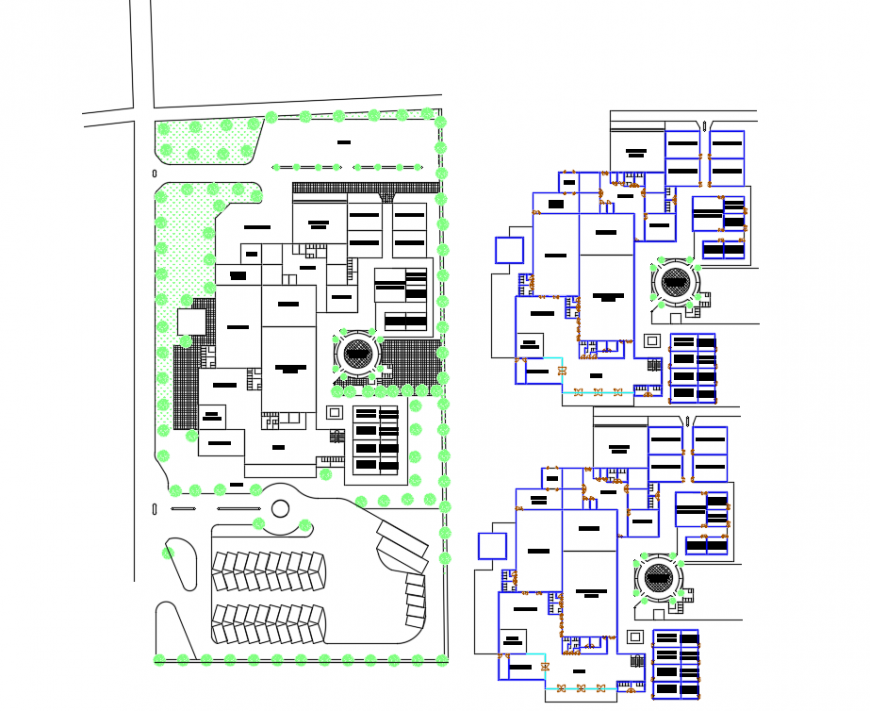 Training Center plan lay-out design in Autocad drawing