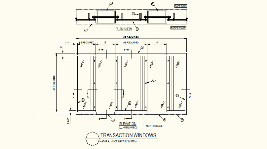 Transaction window detail plan and elevation autocad file