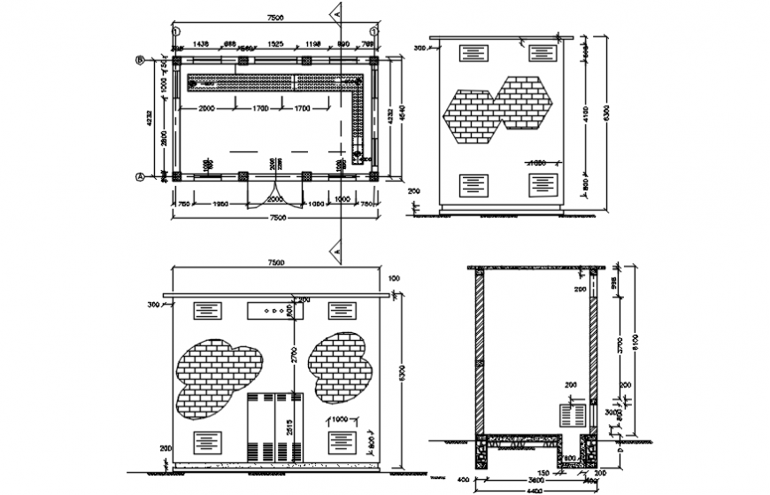 Transformer house constructive section cad drawing details dwg file