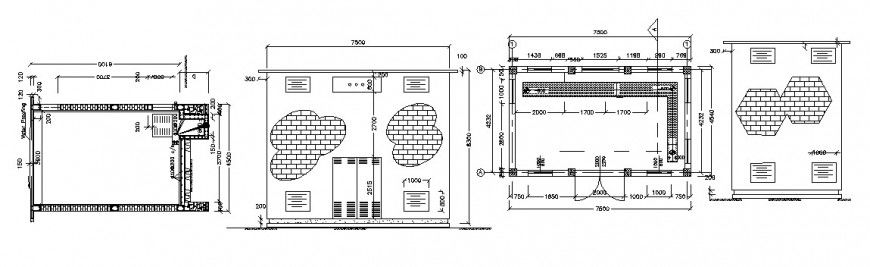 Transformer house elevation and section cad drawing details dwg file