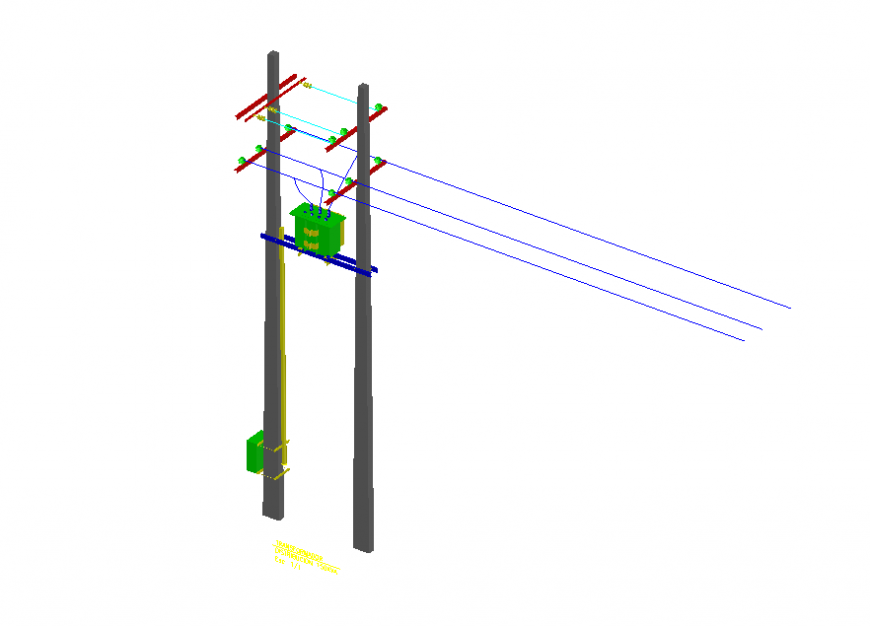 Transformer light pole detail elevation layout autocad file
