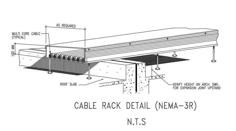transition of cable tray to conduct detail drawing in national technical systems in dwg file