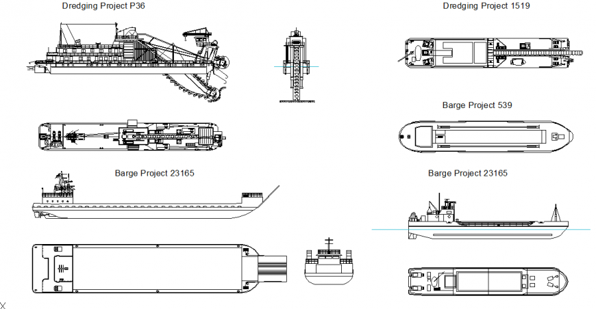 Transport Boat Plan & Elevation design