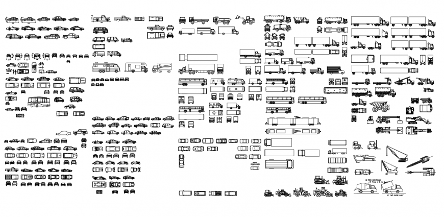 Transportation blocks detail 2d view of vehicle autocad file