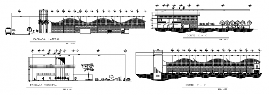Transportation office elevation drawing in dwg file.