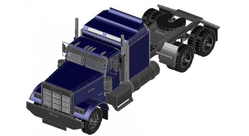 Transportation truck 3d elevation cad drawing details dwg file