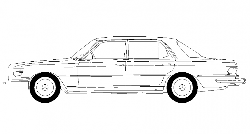 Transportation units drawings details of four seater car elevation dwg file