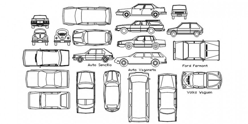 Transportation units of car block CAD drawings autocad software file
