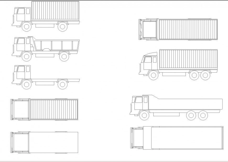 Transports truck elevation autocad file