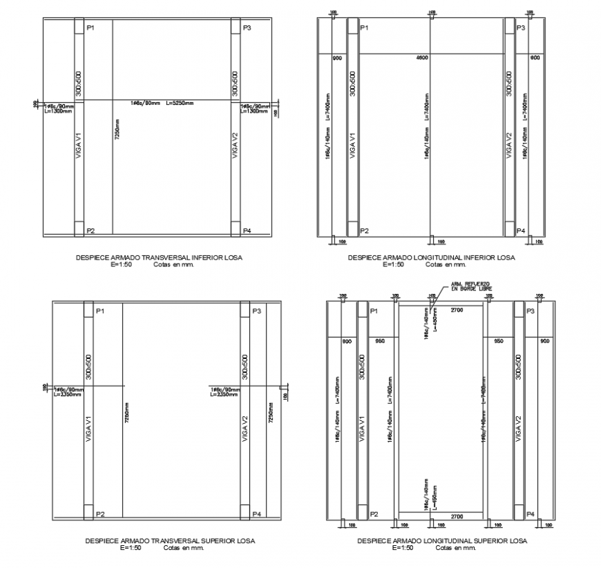 Transverses and longitudinal elevation of armed dwg file
