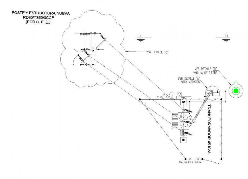 Trasformador 45kv plan detail dwg file