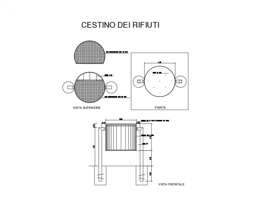 Trash bin plan cad drawing details dwg file