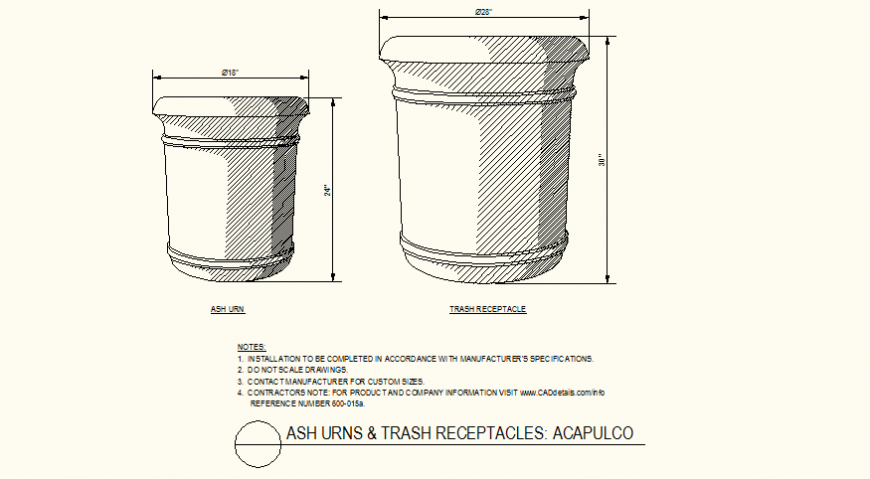 Trash collector pot detail plan autocad file