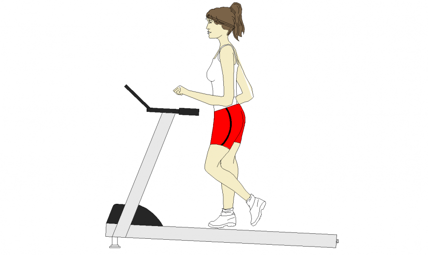 Treadmill gym equipment detail drawing in dwg AutoCAD file.