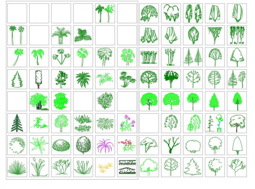 Tree and plant various detail dwg file