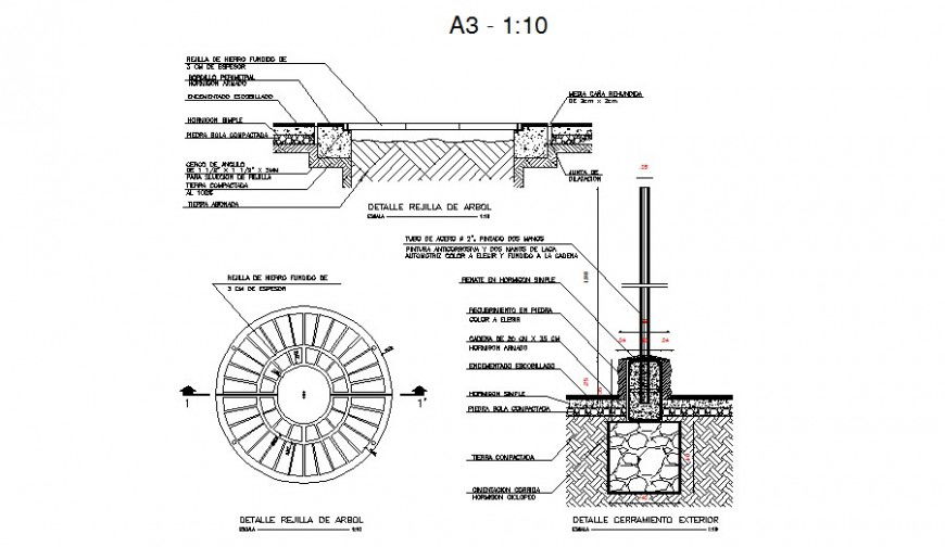 Tree grid detail plan and section autocad file