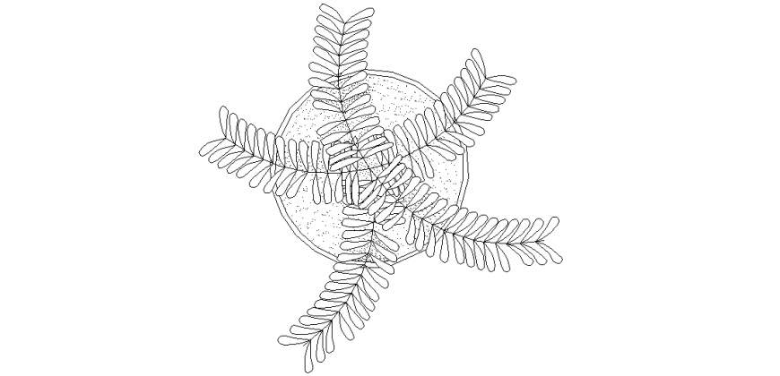 Tree plant view of the plan with tree block dwg file