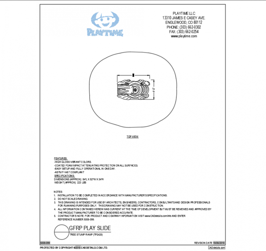 Tree stump ramp park play equipment cad drawing dwg file