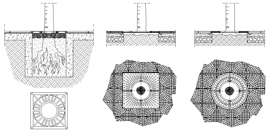 Tree ventilation grill detail elevation autocad file