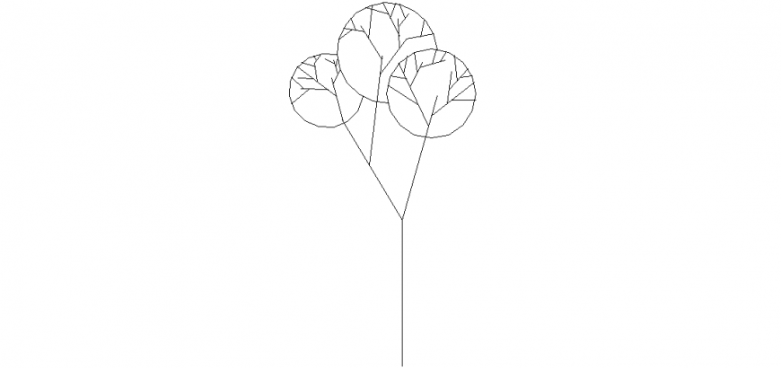 Tree view design with view of area of tree elevation dwg file