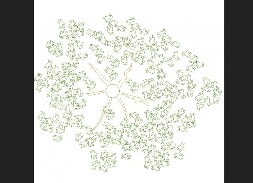 Tree with top view plans detail dwg file.