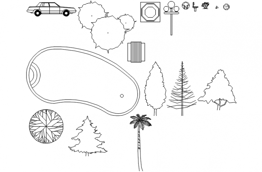 Trees and plants block 2d detail