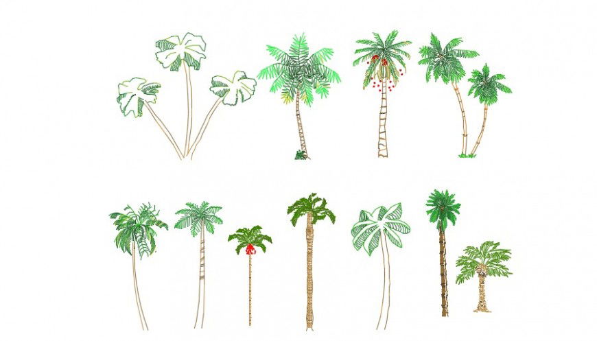 Trees and plants block 2d detail dwg file